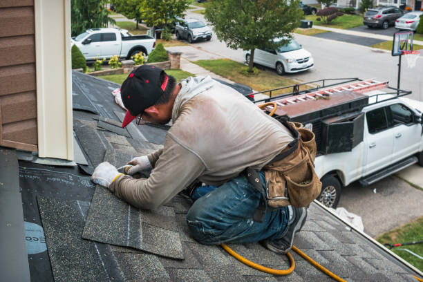 Professional Emergency Roof Repair technician working in Perkinsville, NY